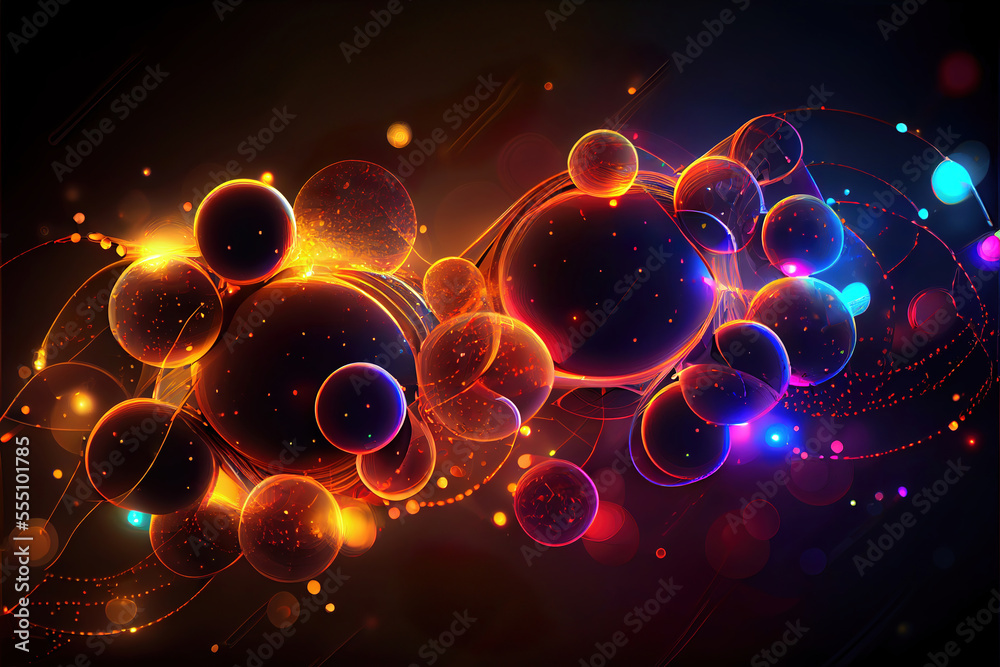 Canvas Prints abstract glowing organic colorful plexus style futuristic technology background, made with generativ