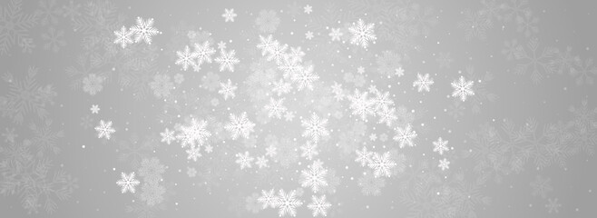Golg Snowfall Vector Panoramic Grey Background.