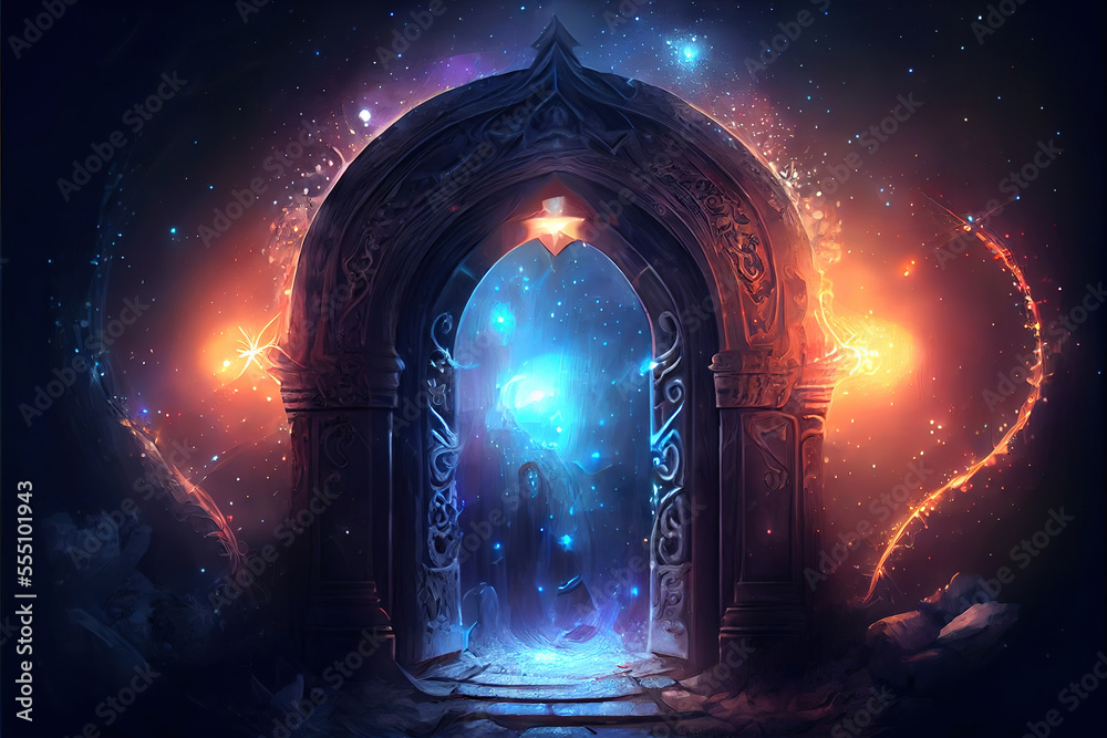 Canvas Prints fantasy magical colorful space portal to another dimension, made with generative ai