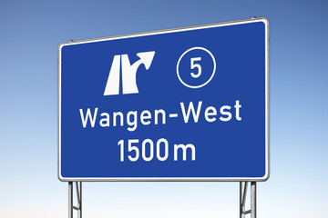 Autobahn 96, Ausfahrt, Wangen-West, (Nachbildung)