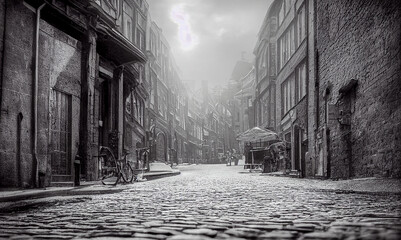 street in the old city, generative ai illustration