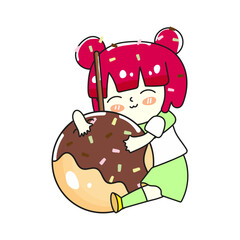 Girl with pink hair hugs Dango.