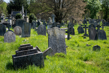 Victorian graveyard in spring