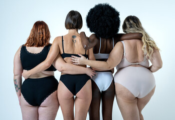 You’re beautiful no matter how you are, Body Positive and Acceptance message, multiracial group...