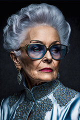 Portrait of a senior woman. Fashion style, dressing elegant. Ai generation