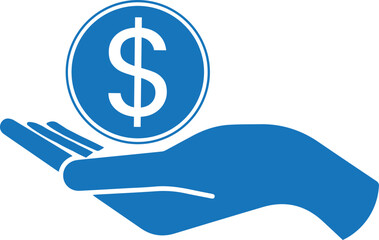 Finance icon, economy management icon blue vector