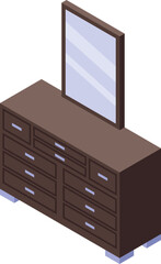 Bedroom mirror furniture icon isometric vector. Wood making. Custom drill