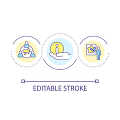 Announcing new changes loop concept icon. Inform customers about product updates abstract idea thin line illustration. Notify of promotion. Isolated outline drawing. Editable stroke. Arial font used