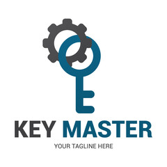 Abstract creative key duplication logo concept. Professional skilled key cutter sign.