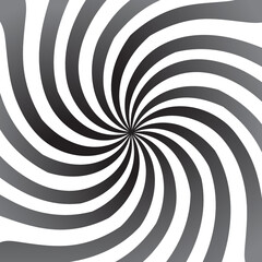Fototapeta premium Vector black and white spiral sunburst on isolated background.