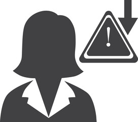 Human error icon, user alert icon black vector