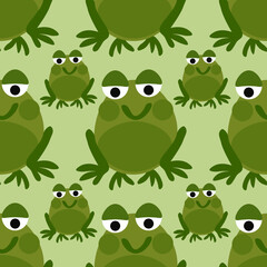 Cute Frog  vector ilustration seamless patern.Great for textile,fabric,wrapping paper,and any print.Vintages style.