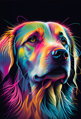 Geometric Dog poster with low poly design
