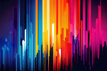 beautiful modern rainbow color spectrum stripes and geometric shapes as futuristic abstract background, made with generative ai