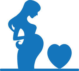 Pregnant icon, pregnant woman icon blue vector