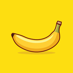 Banana Vector Icon Art Illustration. Flat Cartoon Style isolated Drawing Banana for Web Landing Page, Banner, Sticker, Icon