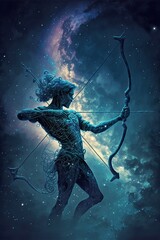 Fototapeta premium Sagittarius, horoscope sign. Milky way and space background. Generative ai. 