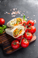 kebab wrap vegetarian vegetable fresh meal food snack on the table copy space food background rustic top view veggie vegan  food no meat
