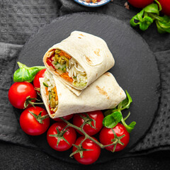 kebab wrap vegetarian vegetable fresh meal food snack on the table copy space food background rustic top view veggie vegan  food no meat