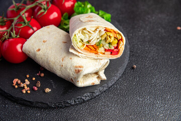 kebab wrap vegetarian vegetable fresh meal food snack on the table copy space food background rustic top view veggie vegan  food no meat