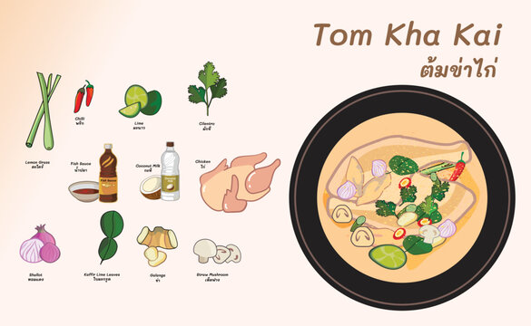 Thai Food Tom Kha Kai Chicken Thai Food Ingredients  Tom Yom Add Coconut Milk