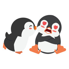 cute penguins fall in love