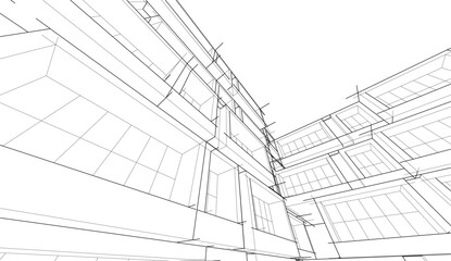 Modern architecture building vector 3d illustration