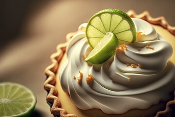 illustration of Key Lime Pie look delicious, close up shot - obrazy, fototapety, plakaty