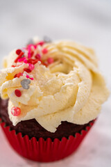 Red Velvet Cupcakes with White Chocolate Ganache Frosting