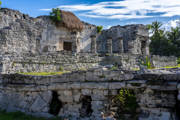 Mayan ruins of Tulum, Quintana Roo, Mexico. Tropical coast of Carribean sea