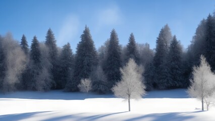 Fototapeta premium winter landscape with trees, generative ai