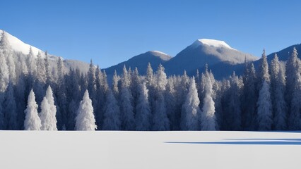 winter landscape with trees, generative ai