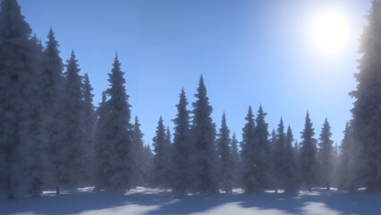 Fototapeta na wymiar winter landscape with trees, generative ai