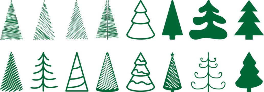 Christmas tree icons. PNG image
