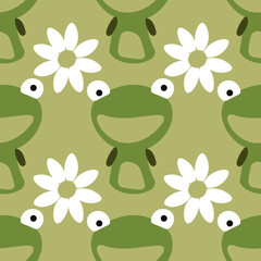 Cute Frog  vector ilustration seamless patern.Great for textile,fabric,wrapping paper,and any print.Vintages style.