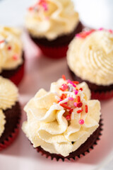 Red Velvet Cupcakes with White Chocolate Ganache Frosting
