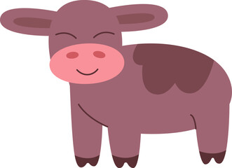 Cute baby cow flat icon Funny cartoon animal