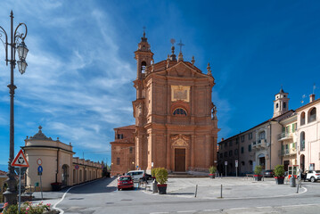 Fossano, Cuneo, Piedmont, Italy - October 03, 2022: The church of the Holy Trinity or Battuti Rossi...