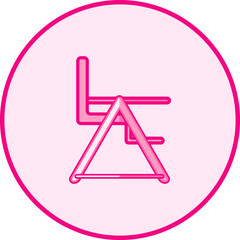 High chair. Pink baby icon on a white background, line art vector design.