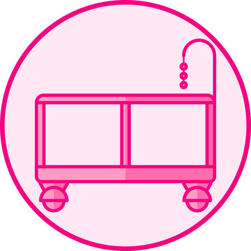 recommend clip art: Playpen. Pink baby icon on a white background, line art vector design.