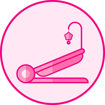 Bouncer. Pink Baby Icon On A White Background, Line Art Vector Design.