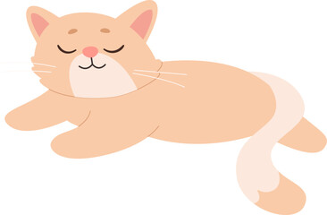 Cute white cat lying flat icon Funny domestic animal