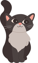 Cute black cat sitting flat icon Funny domestic animal