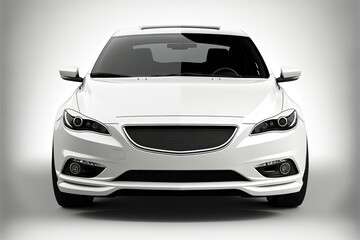 Front view of a generic and brandless modern car on a white background, ai art