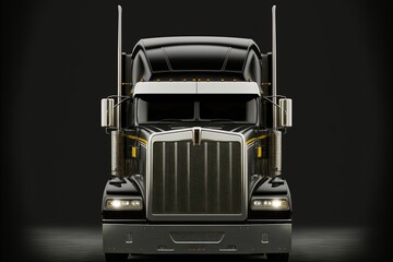 Front view of a truck on a black background , 3d rendering, AI art