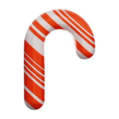 Premium Christmas candy cane icon 3d rendering on isolated background