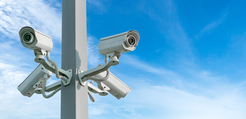 CCTV security camera surveillance system outdoor public. - 555117709