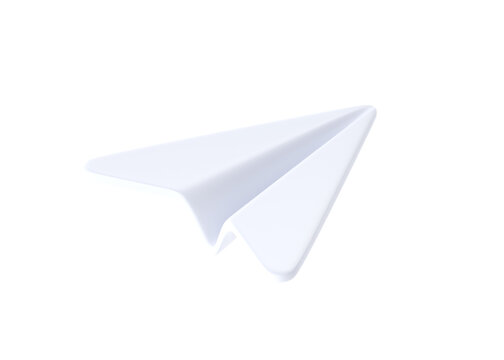 3d render message icon - origami digital illustration, internet communication fly symbol. Paper plane concept