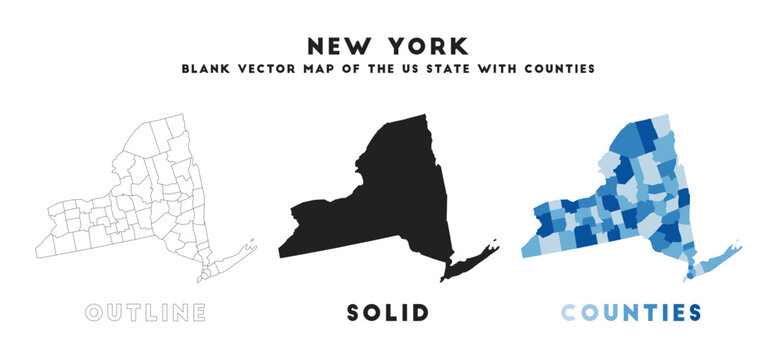 New York map. Borders of New York for your infographic. Vector us state shape. Vector illustration.