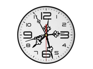 Wall clock with many clock pointers isolated on white background